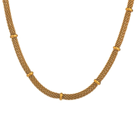 Gold beaded necklace with rings