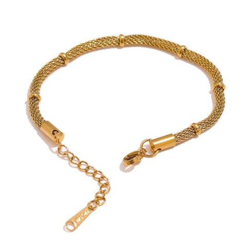 Braided gold bracelet with rings