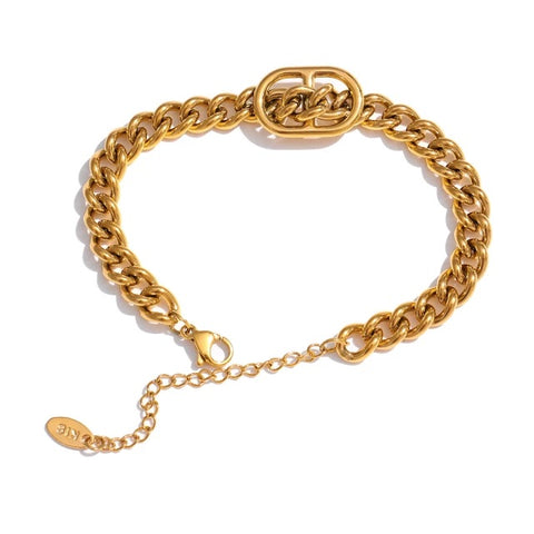 Gold double D pendant bracelet